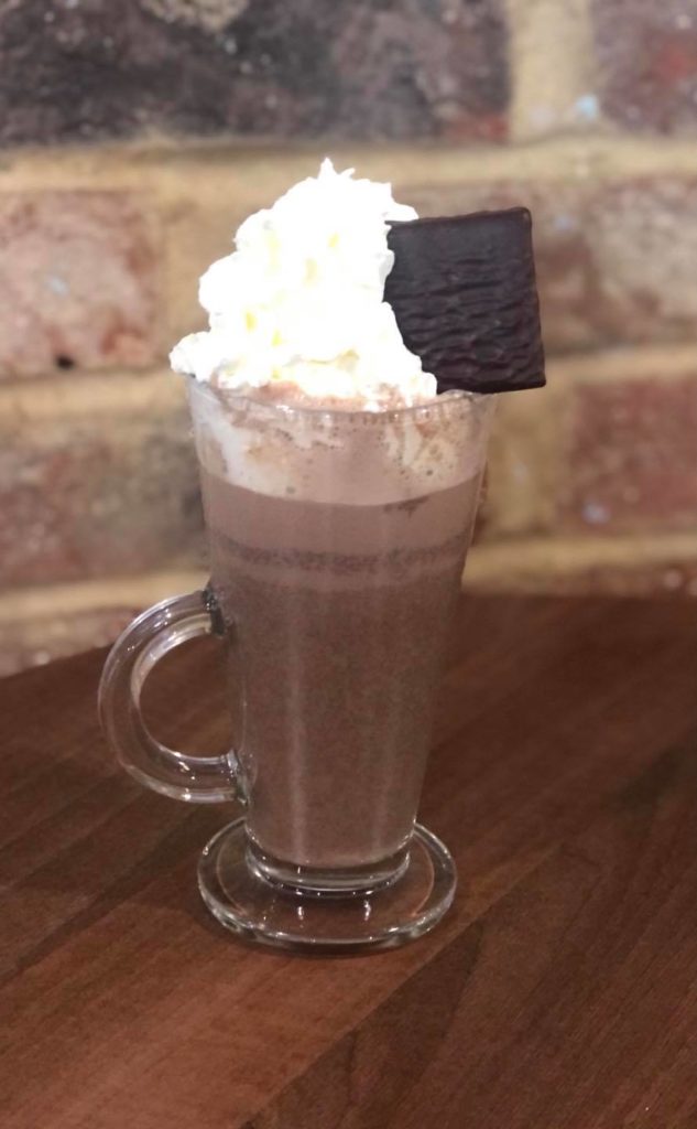 glass of hot chocolate with whipped cream