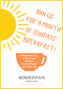 poster advertising the Month of Sundays Breakfast for July 2022