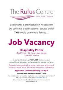 poster advertising job vacancy for hospitality porter
