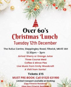 poster advertising over 60s lunch